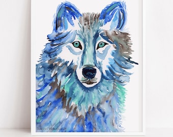 Wolf Print | Wolf Painting | Wolf Wall Decor | Wolf Gifts | Wolf Wall Decor | Wolf Wall Art by Rachel Marquardt Art