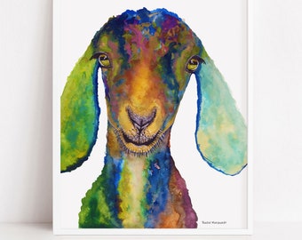 Goat Print | Goat Painting | Goat Wall Art | Goat Wall Decor | Goat Artwork | Goat Art Print by Rachel Marquardt Art