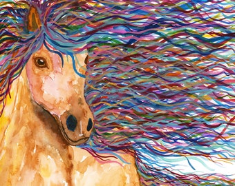 Horse Watercolor Art Print | Horse Painting | Horse Wall Art | Horse Gifts | Colorful Watercolor Horse Art Print by Rachel Marquardt Art