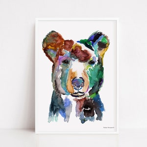 Watercolor Bear Print: Woodland Nursery Decor by Rachel Marquardt