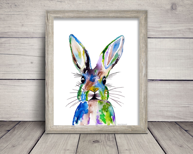 Bunny Print Bunny Painting Bunny Gift Bunny Wall Decor Rabbit Painting Rabbit Print by Rachel Marquardt Art image 4