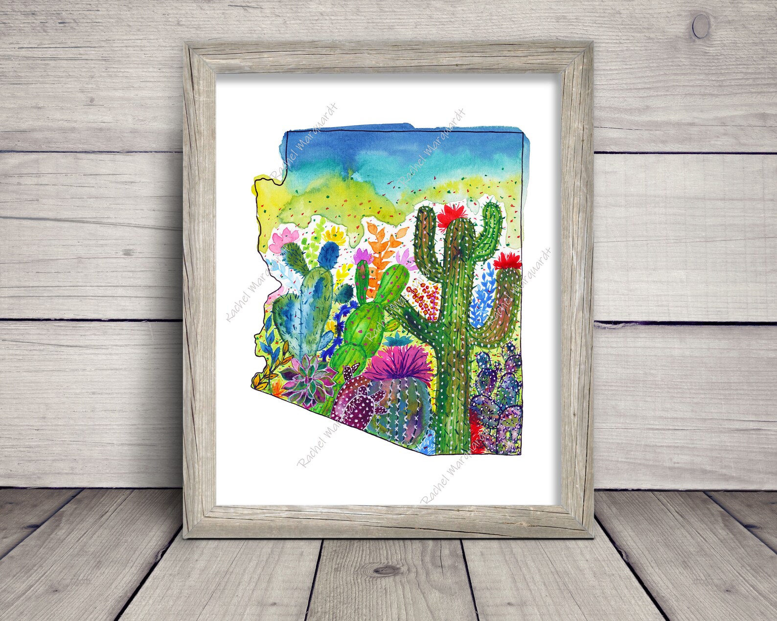 Arizona Print Arizona State Art Arizona Gift Idea Etsy
