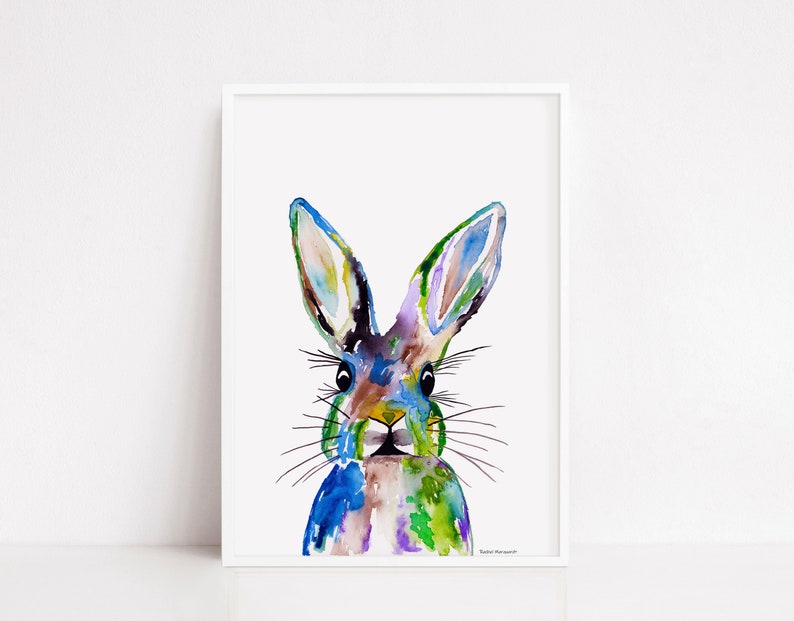 Bunny Print Bunny Painting Bunny Gift Bunny Wall Decor Rabbit Painting Rabbit Print by Rachel Marquardt Art image 1