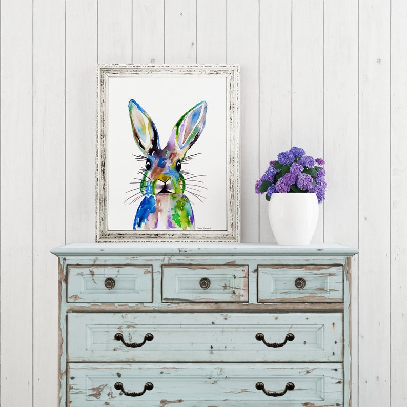 Bunny Print Bunny Painting Bunny Gift Bunny Wall Decor Rabbit Painting Rabbit Print by Rachel Marquardt Art image 2