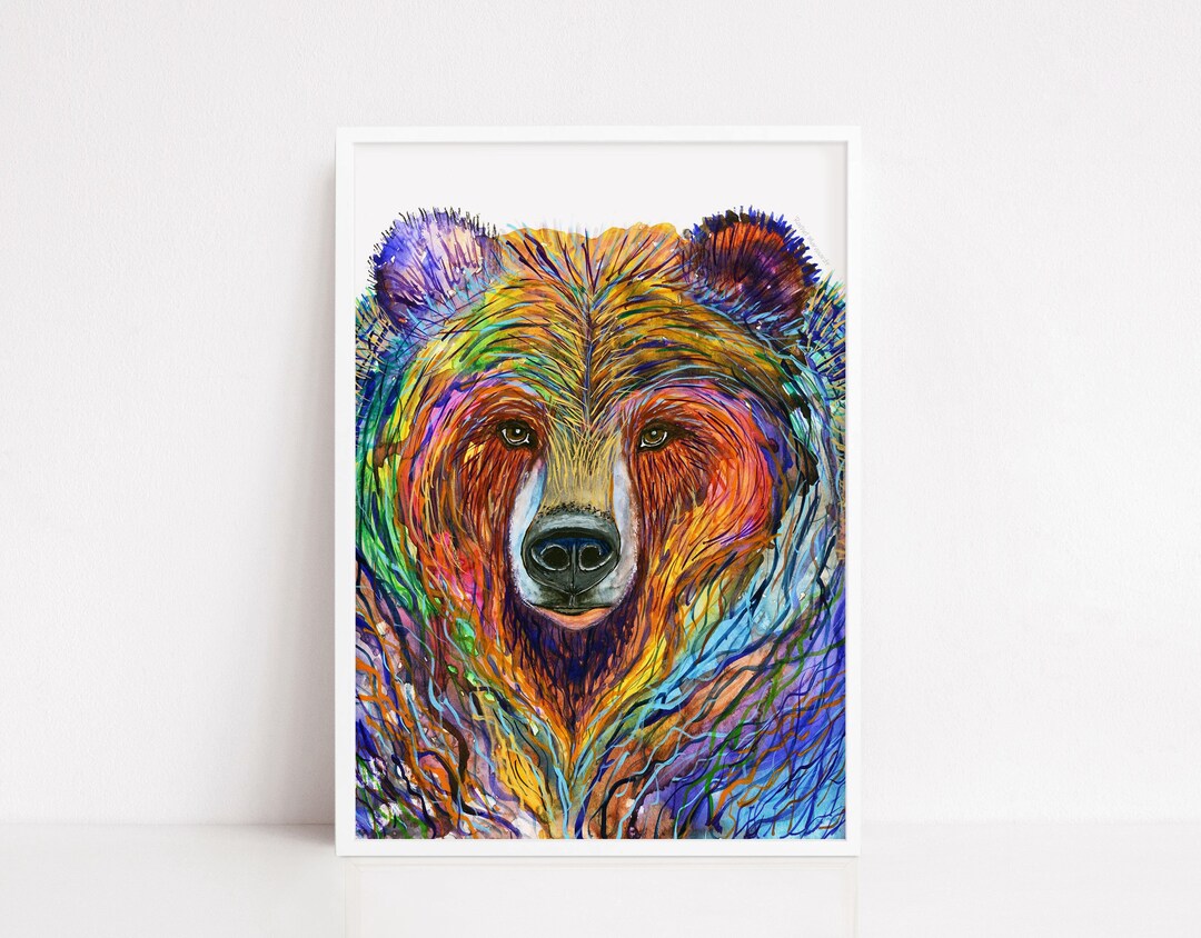 Grizzly Bear Print Grizzly Bear Artwork Grizzly Bear Decor Bear Art ...