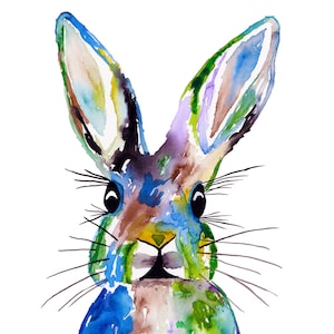 Bunny Print Bunny Painting Bunny Gift Bunny Wall Decor Rabbit Painting Rabbit Print by Rachel Marquardt Art image 3