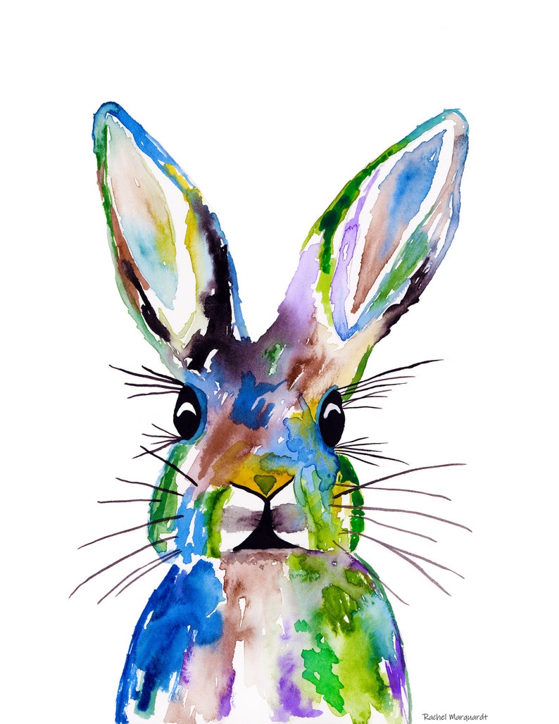 Bunny Print Bunny Painting Bunny Gift Bunny Wall Decor Rabbit Painting Rabbit Print by Rachel Marquardt Art image 3