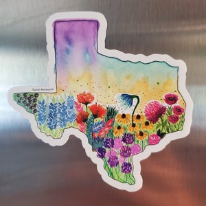 Texas Magnet Texas Gift Idea Texas Decor Refrigerator Magnet Magnet of Texas by Rachel Marquardt Art image 2