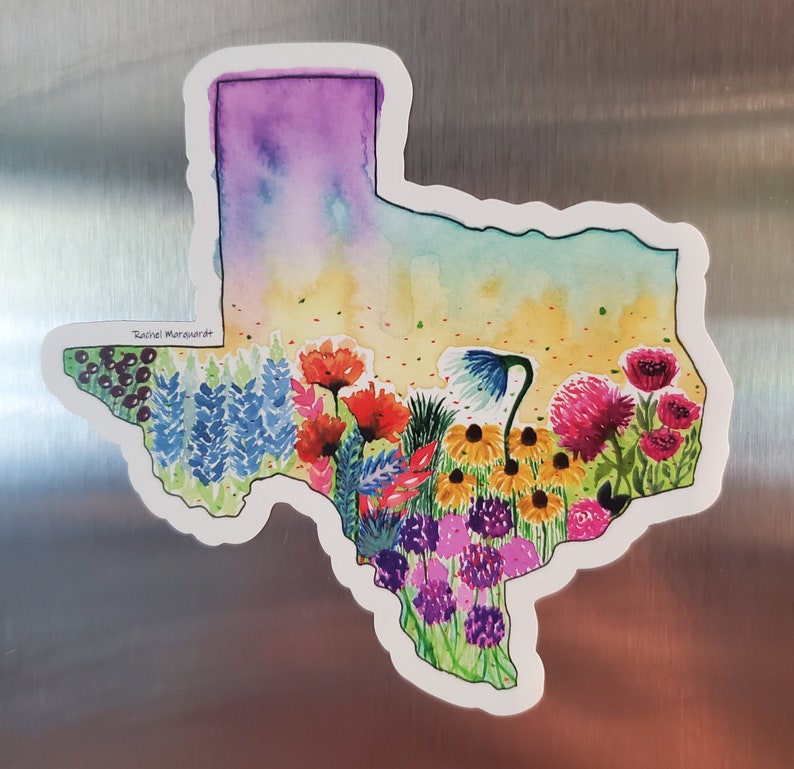 Texas Magnet Texas Gift Idea Texas Decor Refrigerator Magnet Magnet of Texas by Rachel Marquardt Art image 2