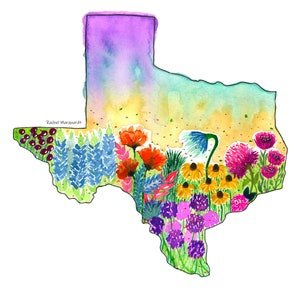 Texas Magnet Texas Gift Idea Texas Decor Refrigerator Magnet Magnet of Texas by Rachel Marquardt Art image 3