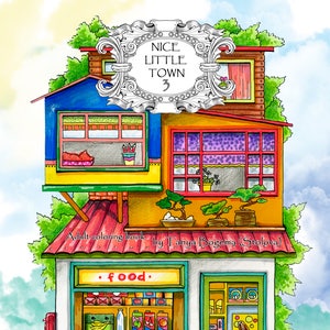 Nice Little Town 3 (Adult Coloring Books, Digital Coloring Pages, Coloring Book PDF, Stress Relieving, Relaxation)