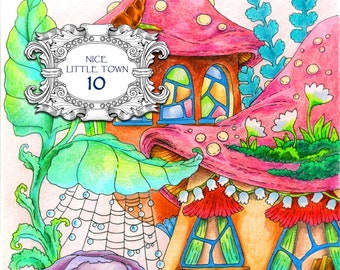 Nice Little Town: 10 (Adult Coloring Book, Coloring pages PDF, Coloring Pages Printable, For Stress Relieving, For Relaxation)