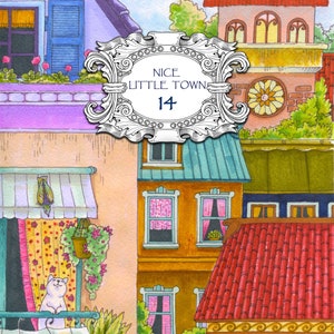 Nice Little Town: 14 (DIGITAL Coloring Book, Coloring pages PDF, Coloring Pages Printable, For Stress Relieving, For Relaxation)