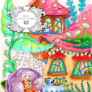 Nice Little Town: 10 (Adult Coloring Book, Coloring pages PDF, Coloring Pages Printable, For Stress Relieving, For Relaxation)