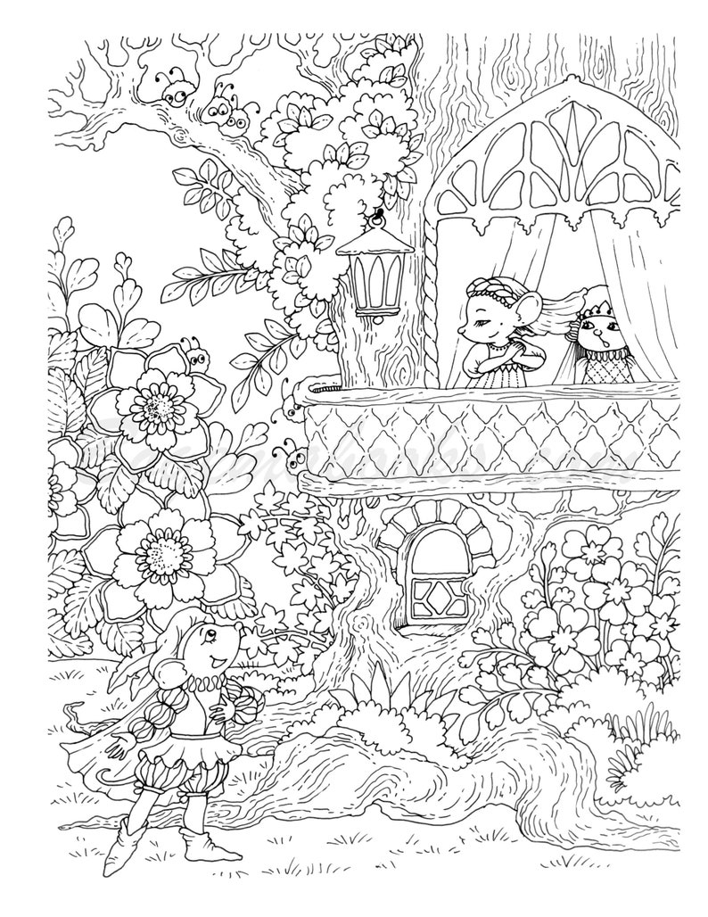 Nice Little Town: Valentine's Day Adult Coloring Book, Coloring pages PDF, Coloring book Printable, Tatiana Bogema image 3