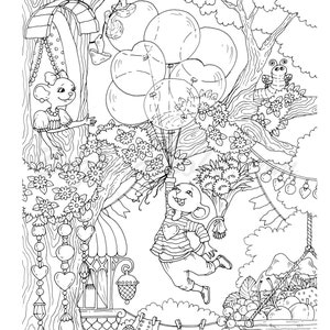 Nice Little Town: Valentine's Day Adult Coloring Book, Coloring pages PDF, Coloring book Printable, Tatiana Bogema image 4