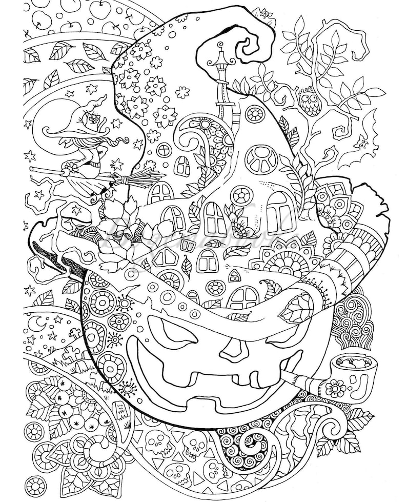 Halloween: Adult Coloring Book PDF Coloring Pages Digital - Etsy