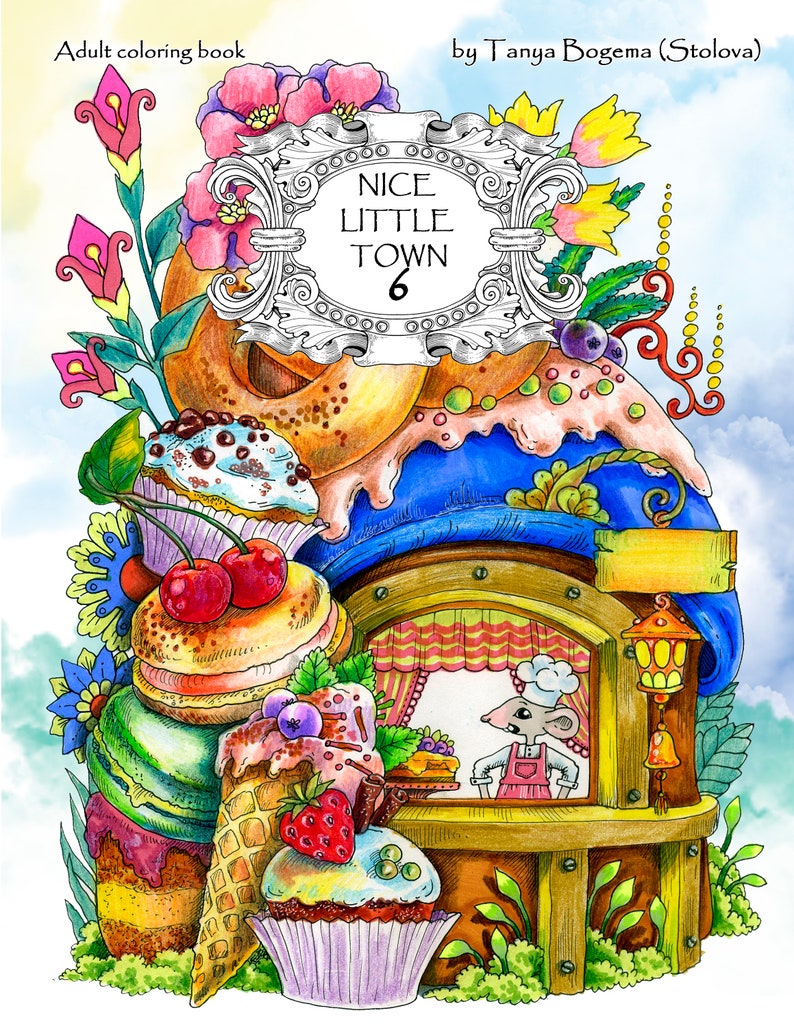 Nice Little Town 6 (Adult Coloring Book, Coloring pages PDF, Coloring Pages Printable, For Stress Relieving, For Relaxation) 