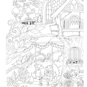 Nice Little Town 5 Adult Coloring Book, Coloring pages PDF, Coloring Pages Printable, For Stress Relieving, For Relaxation image 4