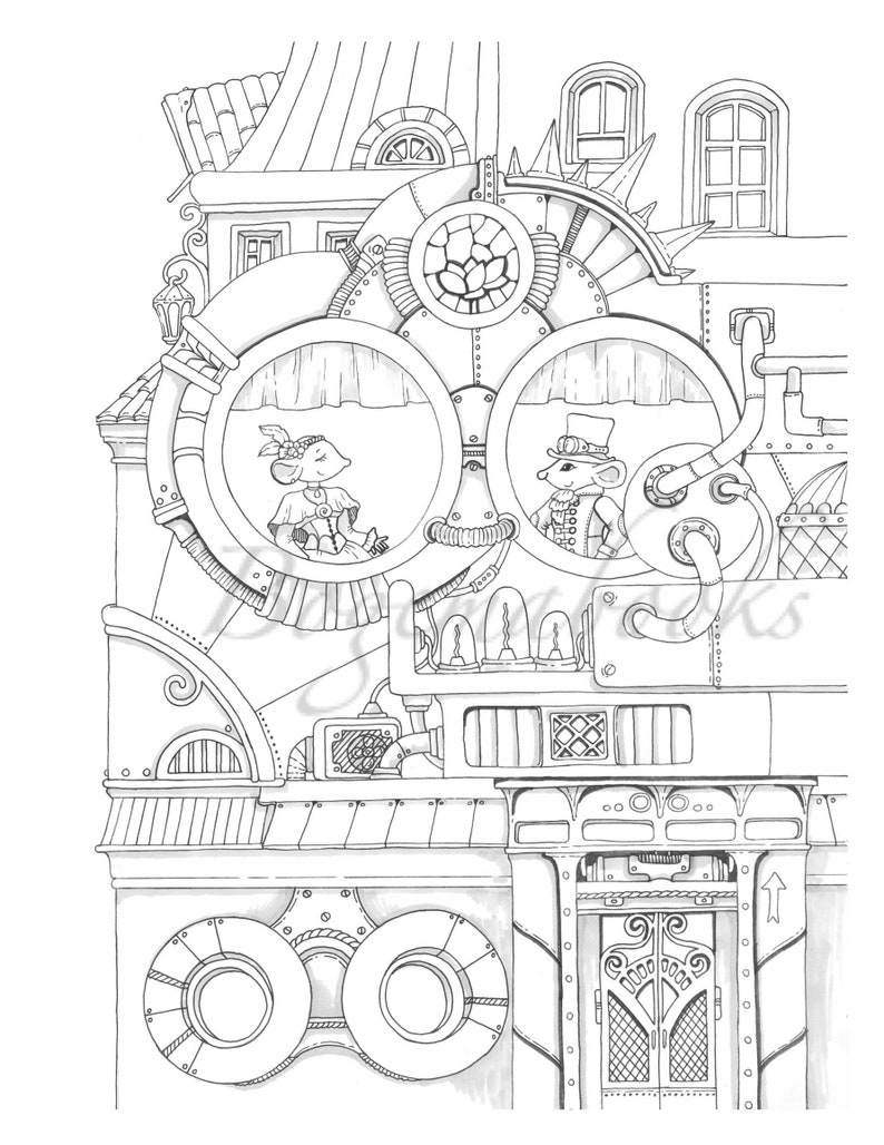 Nice Little Town 8 Adult Coloring Book, Coloring pages PDF, Coloring DIGITAL Pages Printable, For Stress Relieving, For Relaxation image 2