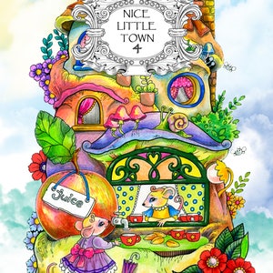 Nice Little Town 4 (Adult Coloring Book, Digital, Coloring pages PDF, Coloring Pages Printable, For Stress Relieving, For Relaxation)