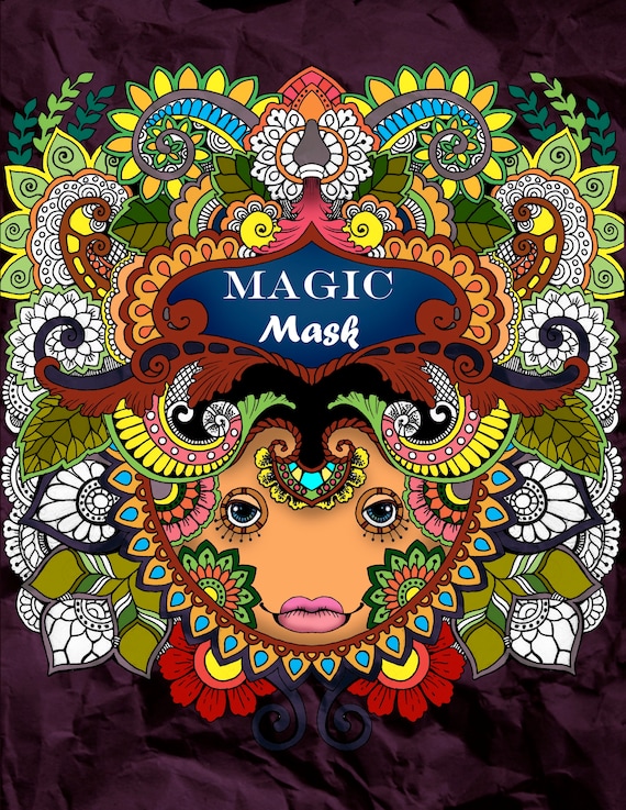 Download Magic Mask Adult Coloring Book Coloring Pages Pdf Coloring Etsy