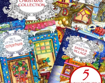 Nice Little Town Christmas Collection: Adult Coloring Book (Stress Relieving Coloring Pages, Coloring Book for Relaxation)
