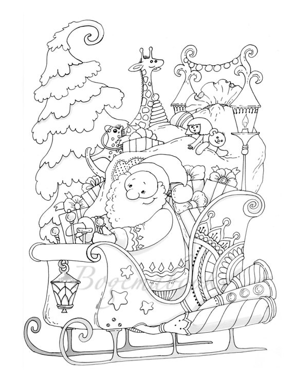 Download Christmas Adult Coloring Book Printable Coloring Pages Etsy
