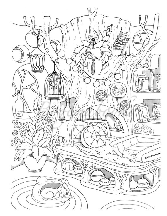 Nice Little Town: Interiors Livre de coloriage pour adultes, pages à  colorier PDF, pages à colorier imprimables, pour soulager le stress, pour se  détendre -  France