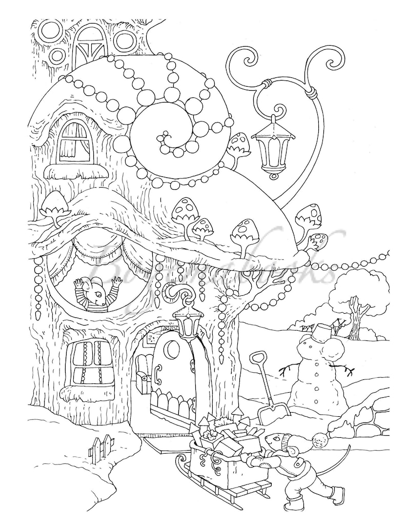 Nice Little Town Christmas 2: Adult Coloring Book Stress Relieving Coloring Pages, Coloring Book for Relaxation image 4