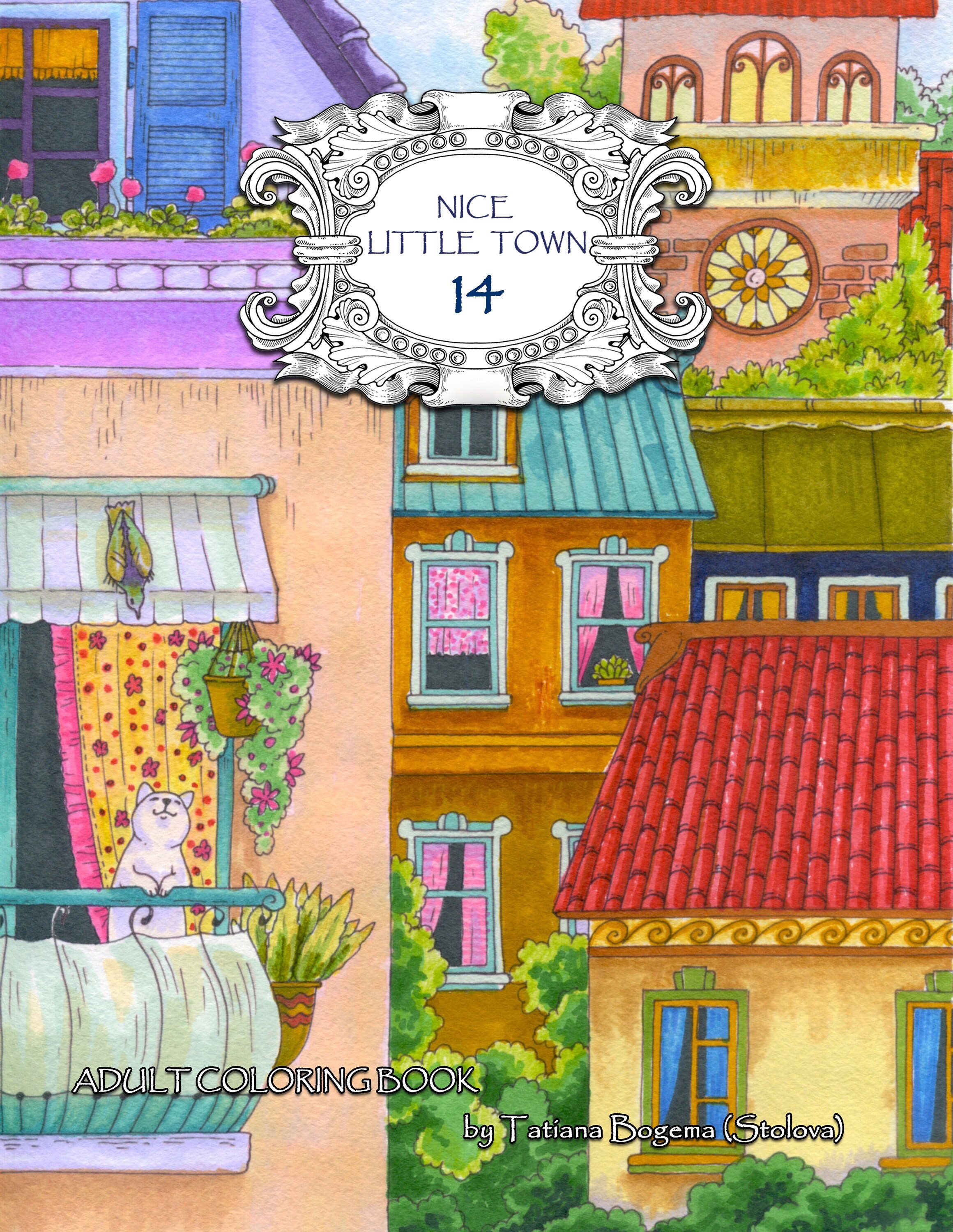 Nice Little Town 4 adult Coloring Book, Digital, Coloring Pages PDF,  Coloring Pages Printable, for Stress Relieving, for Relaxation 