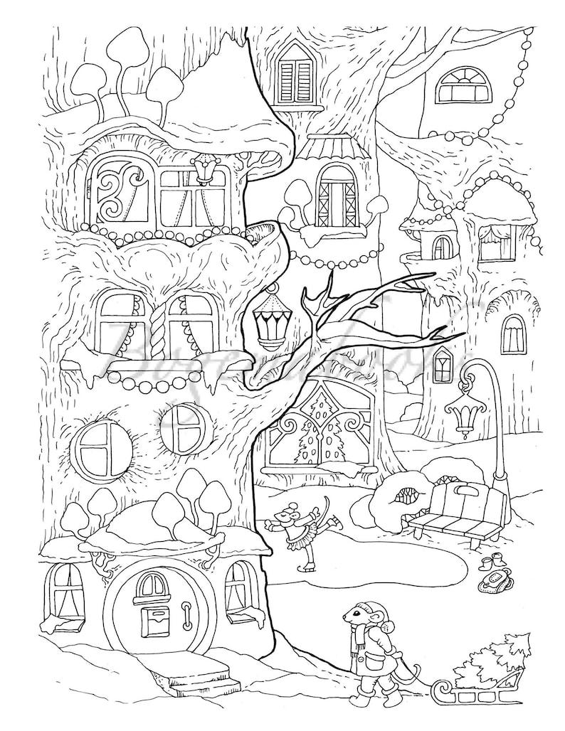 Nice Little Town Christmas 2: Adult Coloring Book Stress Relieving Coloring Pages, Coloring Book for Relaxation image 5