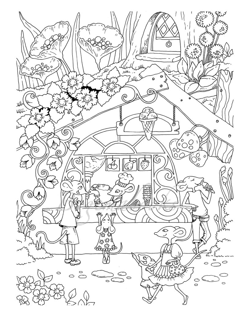 Nice Little Town 5 Adult Coloring Book, Coloring pages PDF, Coloring Pages Printable, For Stress Relieving, For Relaxation image 3