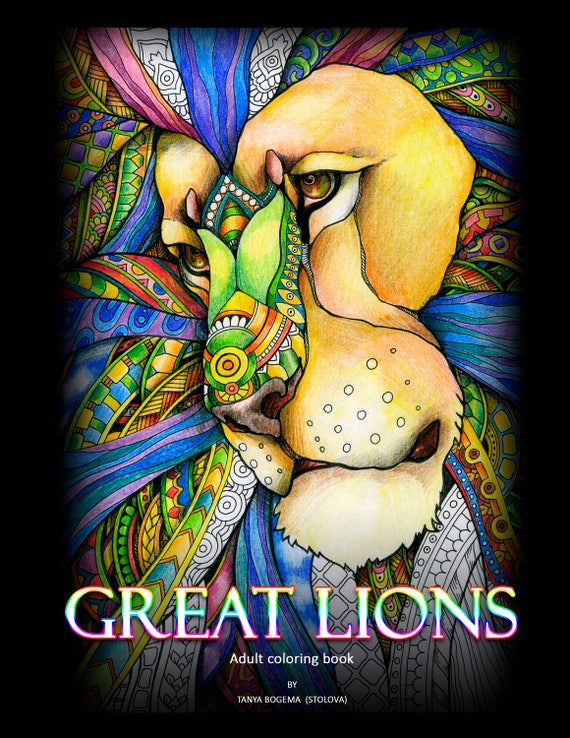 Great Lions adult Coloring Books, Digital Coloring Pages, Coloring