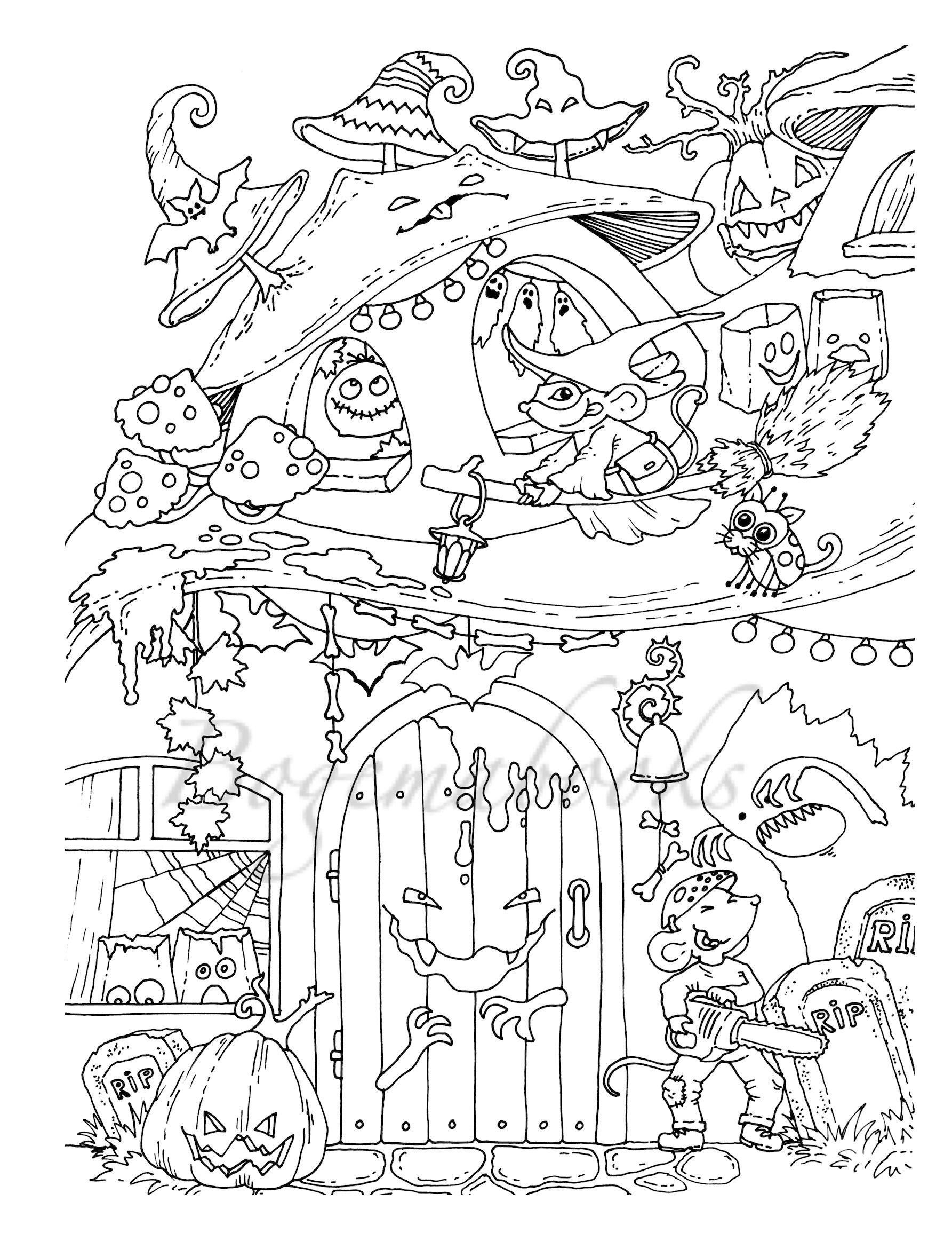 Halloween Coloring Book for Adults: Halloween Coloring Book for Adults  Relaxation: 50+ Unique Designs, Witches, Jack-o-Lanterns, Haunted Houses,  and M (Paperback), Blue Willow Bookshop