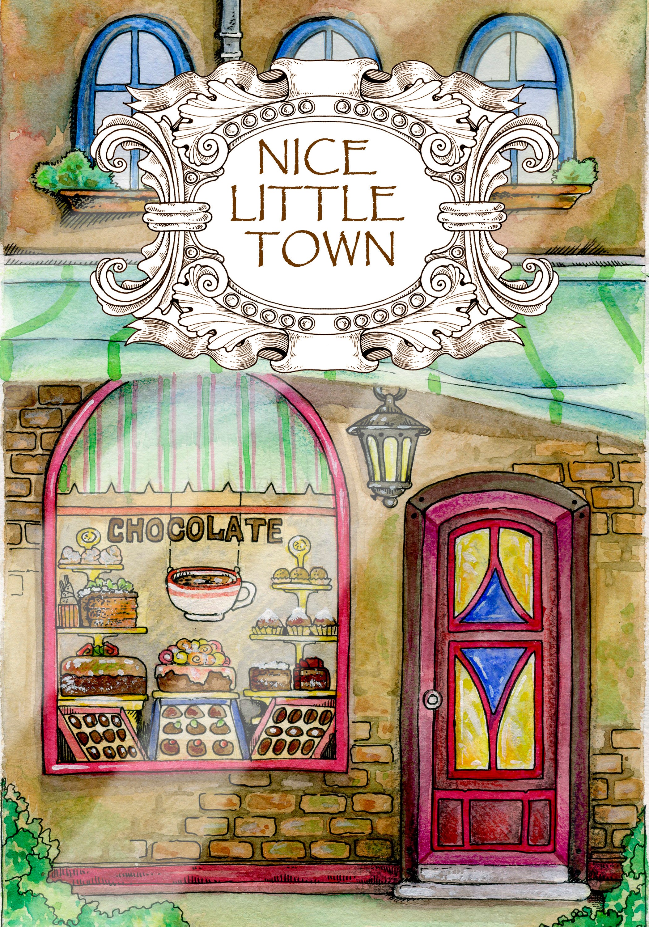 Adult Coloring Book Nice Little Town Christmas