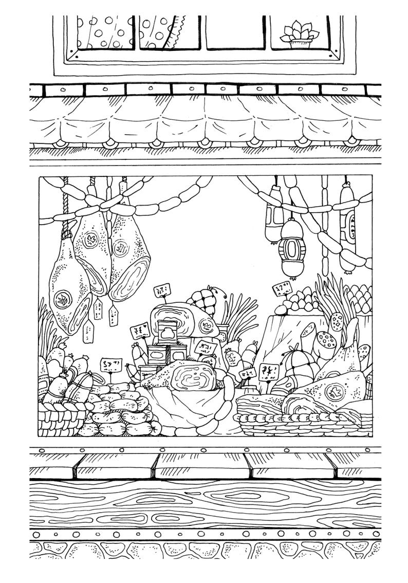 Download Nice Little Town Adult Coloring Book PDF Digital Pages For ...
