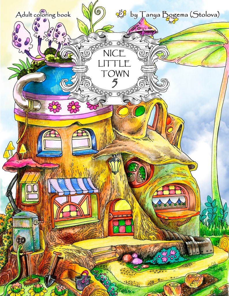 Nice Little Town 5 (Adult Coloring Book, Coloring pages PDF, Coloring Pages Printable, For Stress Relieving, For Relaxation) 