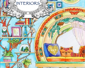 Un pueblito encantador: Interiores (Libro para colorear para adultos, Páginas para colorear en PDF, Páginas para colorear imprimibles, Para aliviar el estrés, Para relajarse)