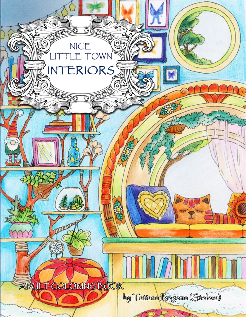 Nice Little Town: Interiors (Adult Coloring Book, Coloring pages PDF, Coloring Pages Printable, For Stress Relieving, For Relaxation) 