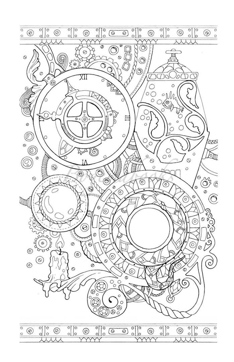 Steampunk Adult Coloring Book coloring Pages Coloring Book - Etsy