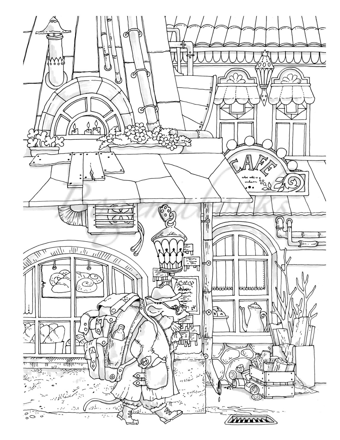 Nice Little Town 8 adult Coloring Book Coloring Pages PDF Etsy
