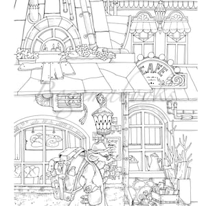 Nice Little Town 8 Adult Coloring Book, Coloring pages PDF, Coloring DIGITAL Pages Printable, For Stress Relieving, For Relaxation image 5