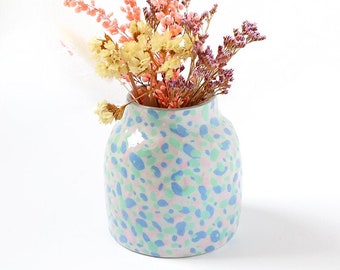 Mini vase "Cosmos" blue and pink / Ceramic