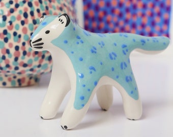 Blue Leopard / Ceramic sculpture