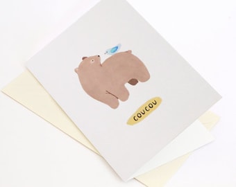 Greeting Card “Bear and Bird” - Coucou