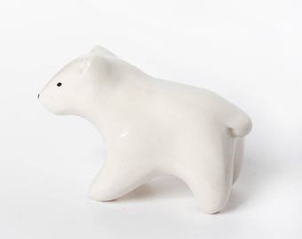 White polar bear cub - standing / Ceramic sculpture