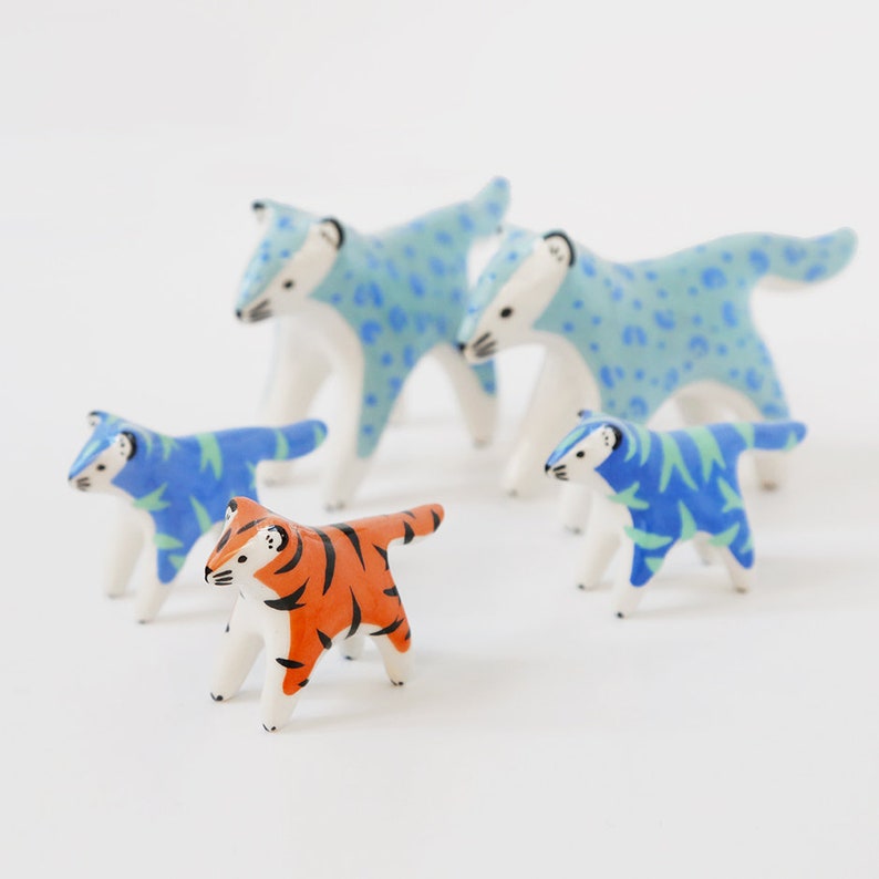 Blue Leopard Ceramic sculpture