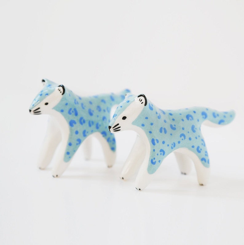 Blue Leopard Ceramic sculpture