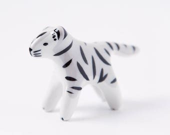 Mini White Tiger / Ceramic sculpture